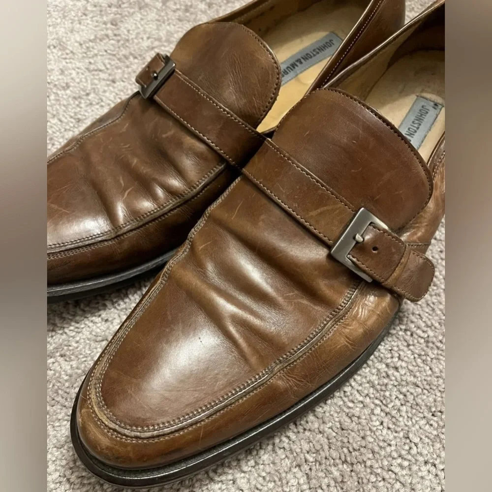 Johnston & Murphy Mens 13M Brown Leather Monk Strap Dress Shoes 15-6778